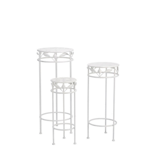 Set 3 suporturi ghivece flori fier alb 20 x 50 cm, 25 x 60 cm, 30 x 70 cm