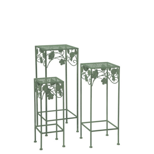Set 3 suporturi flori fier verde  18 x 18 x 50, 23 x 23 x 60, 28 x 28 x 70 cm