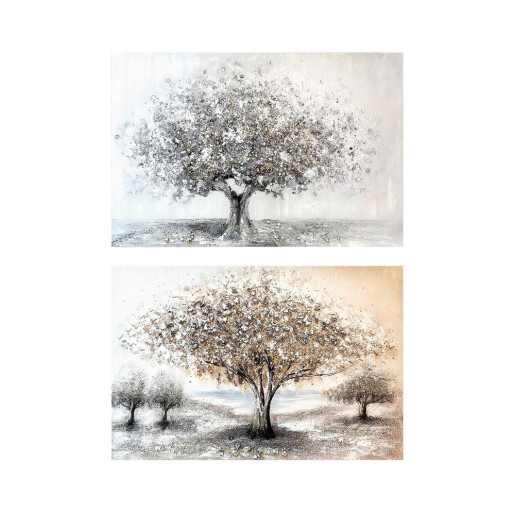 Set 2 tablouri decorative olegrafie pe panza Copaci 2 x 120 x 80 cm