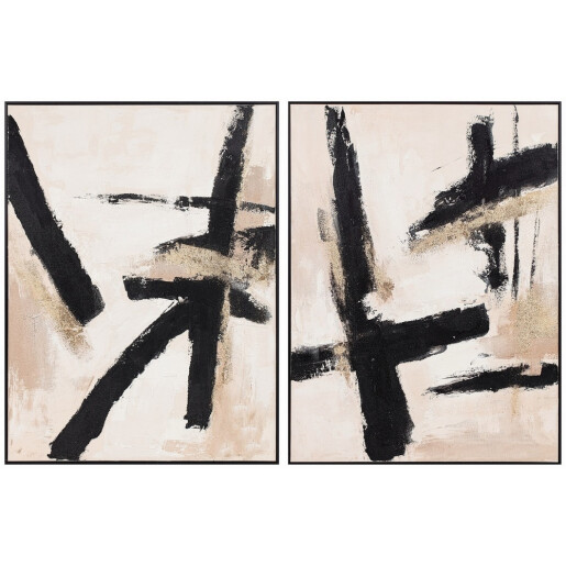 Set 2 tablouri decorative olegrafie pe panza, abstract 2 x  90 x 120 cm