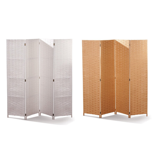 Set 2 paravane decorative bambus lemn alb maro 180 x 180 cm