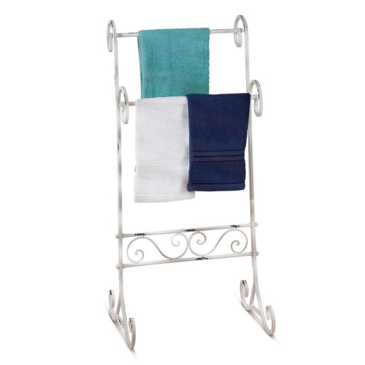 Suport prosoape fier alb vintage 45 x 33 x 96,5 cm
