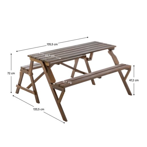 Masa gradina, banca lemn maro Zagir 139,5x133,5x73 cm