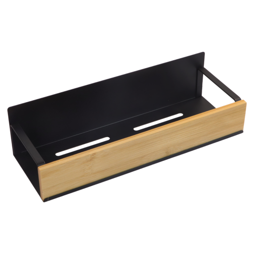 Set 4 polite otel negru bambus maro Zober 2 x 27x8,5x7,5 cm, 2 x 29,5x9,5x7,5 cm