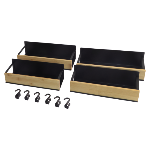 Set 4 polite otel negru bambus maro Zober 2 x 27x8,5x7,5 cm, 2 x 29,5x9,5x7,5 cm