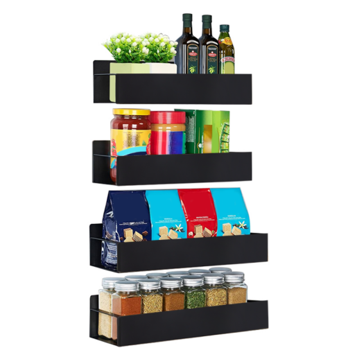 Set 4 polite otel negru Zober 2 x 27x8,5x7,5 cm, 2 x 29,5x9,5x7,5 cm