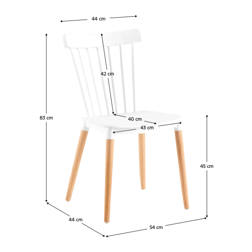 Scaun plastic alb lemn fag  Zosima 54x44x83 cm