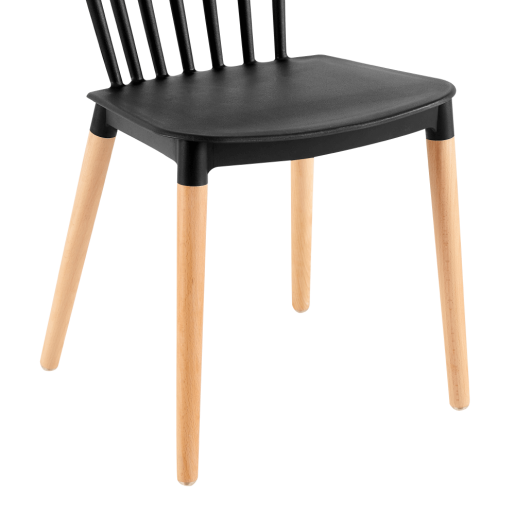 Scaun plastic negru lemn fag Zosima 54x44x83 cm
