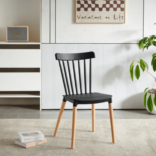 Scaun plastic negru lemn fag Zosima 54x44x83 cm
