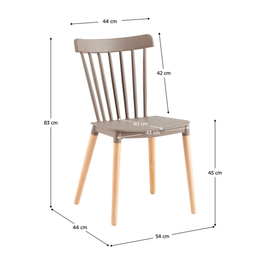 Scaun plastic gri lemn fag Zosima 54x44x83 cm