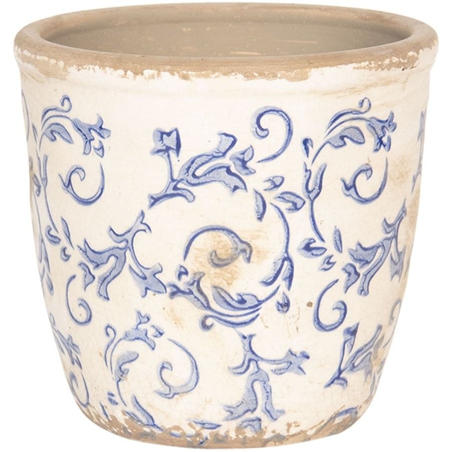 Ghiveci Pentru Flori Ceramica Alb Albastru Elegance O 12 Cm X 12 H Decorer