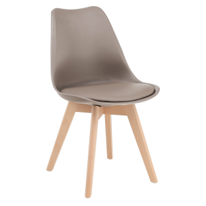 Scaun piele ecologica gri maro lemn fag Bali 48x54x80 cm