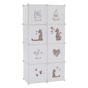 Dulap modular pentru camera copii metal plastic alb maro Kirby 75x37x147 cm