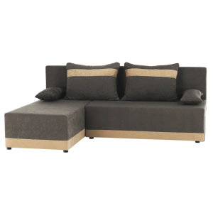 Canapea extensibila cu tapiterie textil gri bej Romand 200x139x83 cm