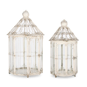 Set 2 felinare fier alb vintage Viollet Ø26x51h; ø32x59h