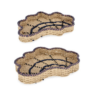 Set 2 tavi decorative hartie natur albastra Kya 44x30x6h; 50x38x6h