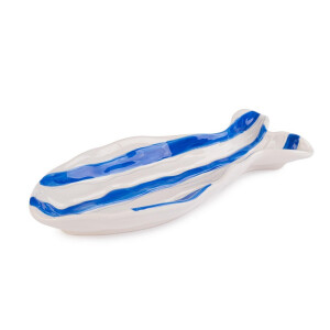 Platou portelan alb albastru Peste 25,9x10,9x3,4h