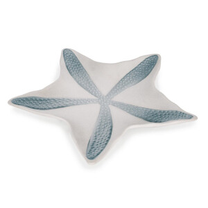 Bol decorativ portelan alb albastru Stea de Mare 33x27,5x3,5h