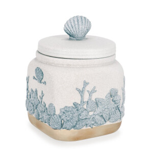 Borcan decorativ portelan multicolor decor Marin 13x13x16,5h