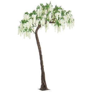 Copac decorativ cu flori artificiale albe Wistteria 200 cm x 320 h