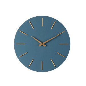 Ceas perete albastru auriu Timeline Ø40x5h