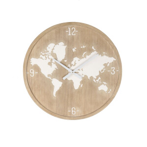 Ceas perete mdf natur alb Harta Lumi 60x4.5 cm