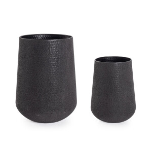Set 2 ghivece flori metal negru Kenar Ø28x51h; ø41x67,5h