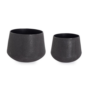 Set 2 ghivece flori metal negru Kenar Ø38x37h; ø48x42h