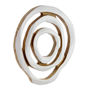 Decoratiune perete lemn alb maro Lenwood Ø70x75x5 cm