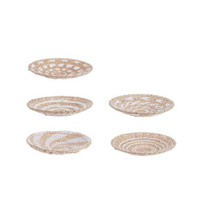 Set 5 tavi decorative iarba mare natur alba Islas Ø30 cm