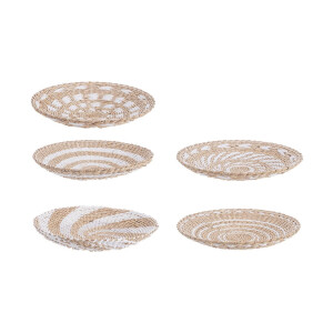 Set 5 tavi decorative iarba mare natur alba Islas Ø40 cm