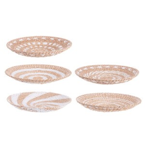 Set 5 tavi decorative iarba mare hartie natur alb Islas Ø50 cm