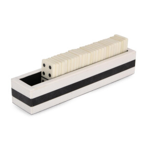 Joc Domino decorativ polirasina alba neagra 20,5x4,5x5,5h