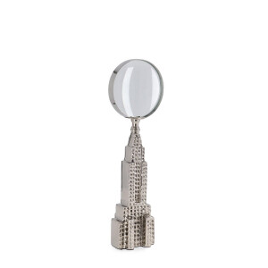 Lupa decorativa metal argintiu Adventure 7,5x3,8x24h