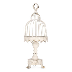 Colivie decorativa otel alb antichizat Minerva 21.5x58 cm