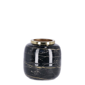 Vaza flori metal negru auriu Marsha Ø13x13h
