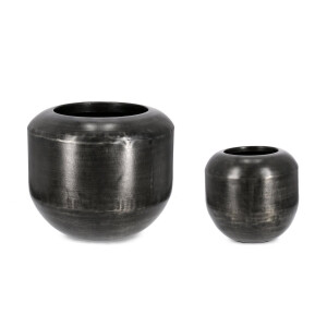 Set 2 vaze flori aluminiu negru Nadu Ø40x37h; ø66x54h