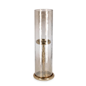 Suport lumanare sticla aluminiu auriu Sagar Ø14,5x50h