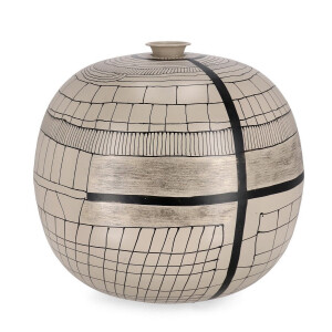 Vaza flori sticla bej metal negru Siva Ø39x36h
