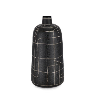 Vaza flori sticla neagra metal bej Siva Ø20x44,5h