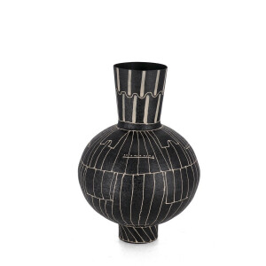 Vaza flori sticla neagra metal bej Siva Ø23,5x33h