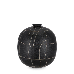 Vaza flori sticla neagra metal bej Siva Ø26x29h