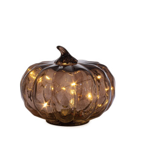 Dovleac decorativ sticla maro leduri Ø15x12h
