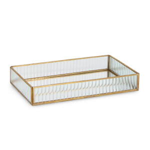 Cutie bijuterii sticla metal auriu Tehri 35,5x21x6h