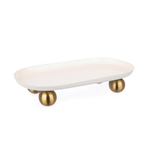 Tava decorativa metal alb auriu Donya 29x15,5x7h