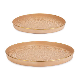 Set 2 tavi otel bej auriu Meknes Ø30x2,5h; ø40x3 cm