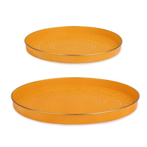 Set 2 tavi otel galben auriu Meknes Ø30x2,5h; ø40x3 cm