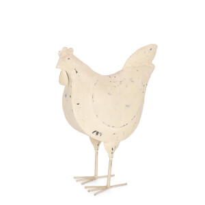 Figurina Gaina metal alb vintage 40x19,5x48,5h