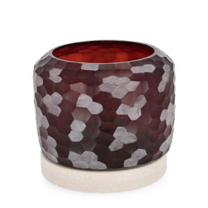 Suport lumanare sticla bordeaux bej Sampur Ø21x19h