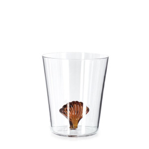 Set 6 pahare sticla decor Scoica maro Ø9x10,5h